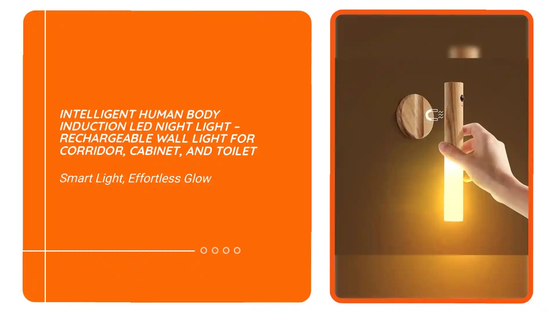 Intelligent Human Body Induction LED Night Light &ndash; Rechargeable Wall Light for Corridor, Cabinet, and Toilet by@Outfy